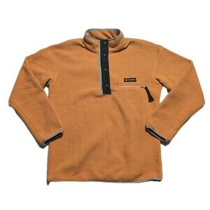 Columbia Helvetia II Men's SMALL Half Snap Fleece Orange Pullover Sweater